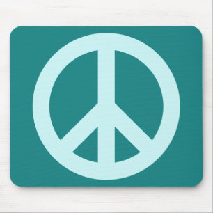 Aqua and Teal Peace Symbol Mouse Mat