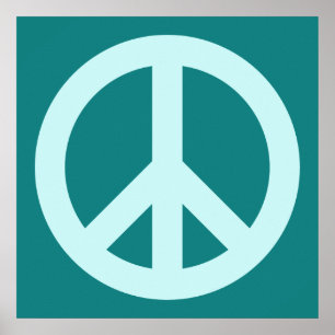 Aqua and Teal Peace Symbol Poster