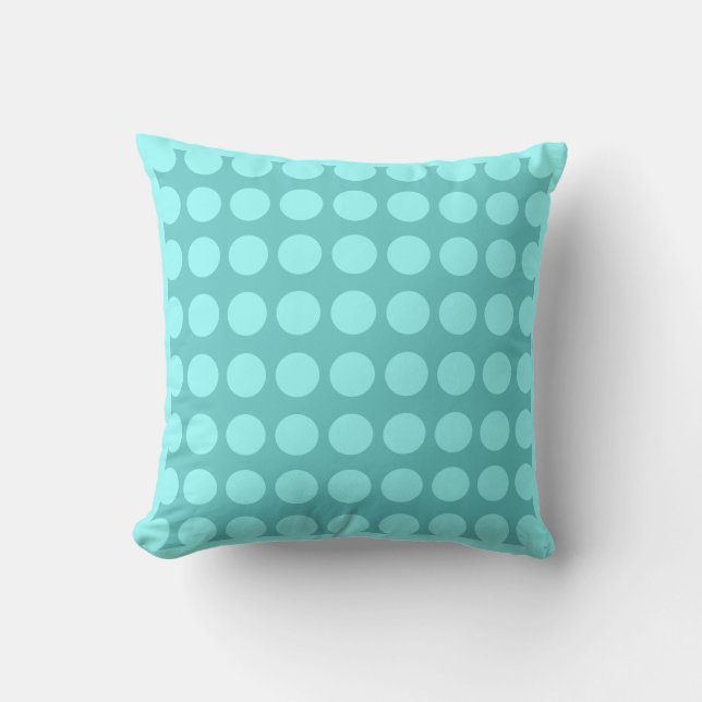 AQUA and TEAL POLKA DOTS modern  pillow (Front)