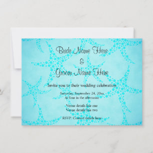 Aqua and Turquoise Starfish Wedding. Invitation