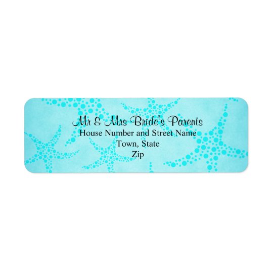 Aqua and Turquoise Starfish Wedding. Return Address Label