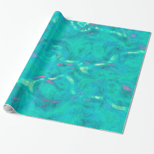 Aqua and Turquoise Water Abstract Wrapping Paper