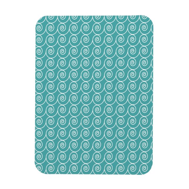 Aqua and White Curlie Cue Pattern Magnet (Vertical)