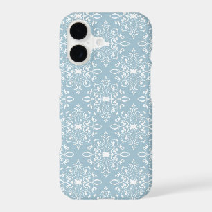 Aqua and White Damask