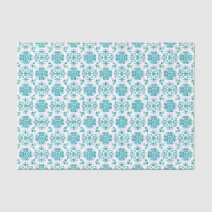 Aqua and White Floral Damask Pattern Tissue Paper