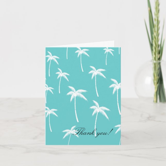 Aqua and White Palm Trees Thank You (Front)