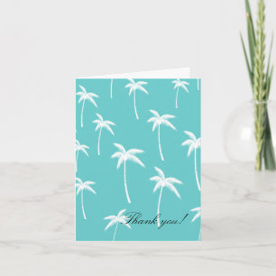 Aqua and White Palm Trees Thank You Card