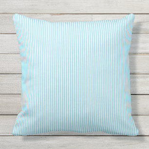 Aqua and White Pin Stripe Outdoor Pillow 20x20