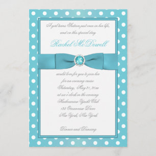 Aqua and White Polka Dot Sweet Sixteen Invitation