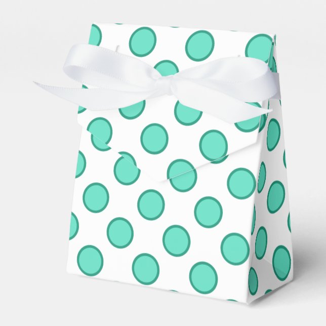 Aqua and white polka dots favour box (Front Side)