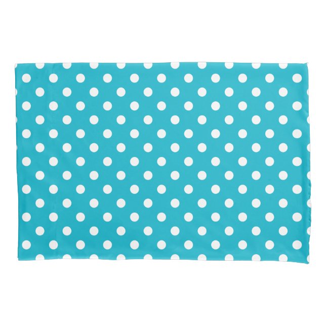 Aqua and white polkadots pillowcase cover sleeve (Front)