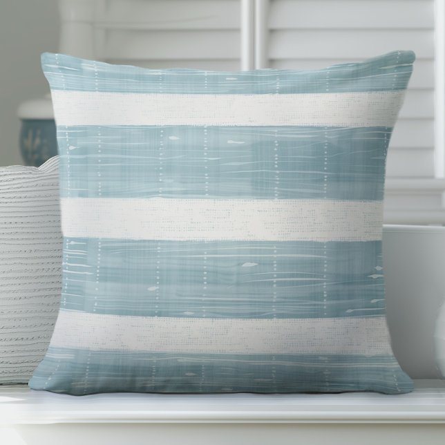 Aqua and White Striped Pillow (Creator Uploaded)