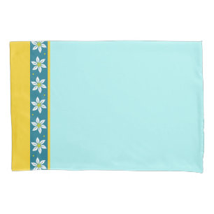 Aqua and Yellow Edelweiss Pillow Case