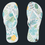 Aqua and Yellow Floral Flip Flops<br><div class="desc">Delicate and sweet floral illustration perfect for spring,  summer,  as well as for bride,  bridesmaids,  mother of the bride,  mother of the groom,  maid of honour,  flower girl gifts,  and more!</div>