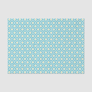 Aqua and Yellow Ikat Diamonds Pattern Tissue Paper