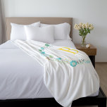 Aqua and Yellow Monogrammed Floral Wreath Fleece Blanket<br><div class="desc">Elegant and sweet monogrammed floral wreath.</div>