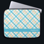 Aqua and Yellow Plaid Pattern Laptop Sleeve<br><div class="desc">Stylish and chic plaid pattern personalised design.</div>