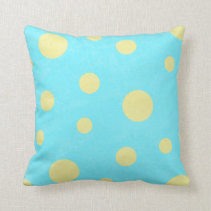 Aqua and yellow polka dot pattern cushion
