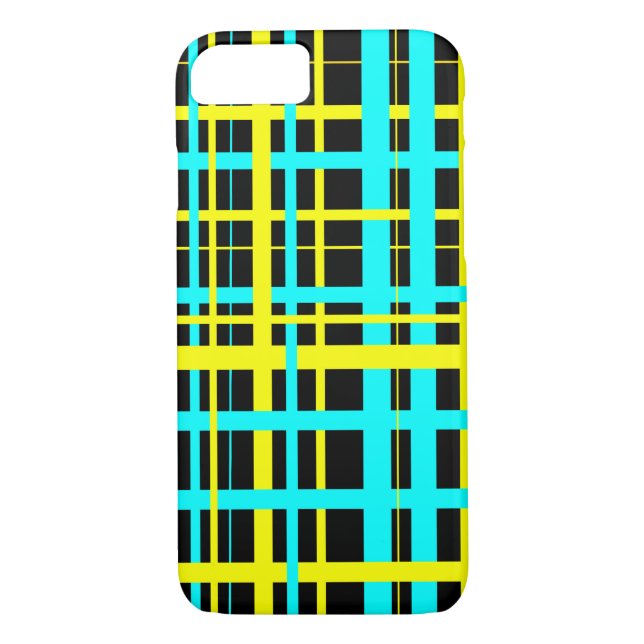 Aqua and yellow stripes on a black back ground Case-Mate iPhone case (Back)