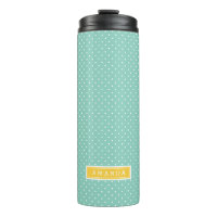 Aqua and Yellow Tiny Dots Monogram