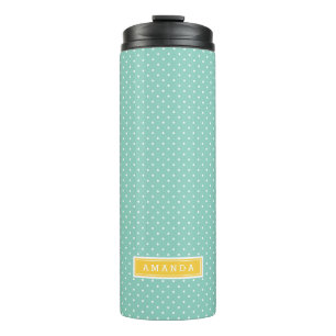 Aqua and Yellow Tiny Dots Monogram Thermal Tumbler