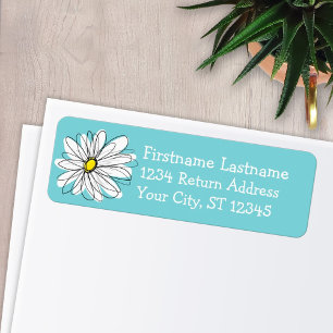 Aqua and Yellow Whimsical Daisy Custom Text