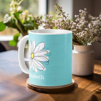 Aqua and Yellow Whimsical Daisy Custom Text