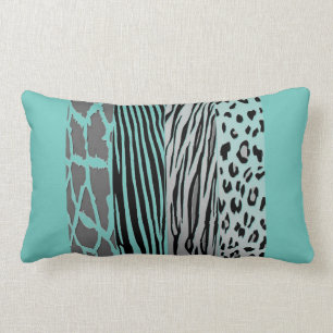 Aqua Animal Embossed Printed Zebra Stripe Pillow