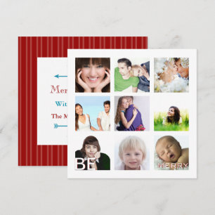 Aqua Arrows Photo Collage Holiday Cards