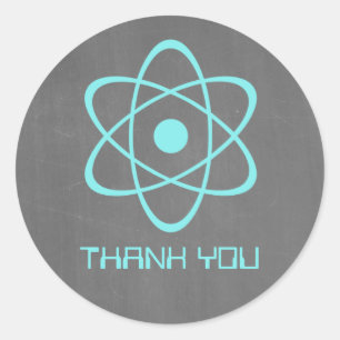 Aqua Atomic Chalkboard Thank You Stickers