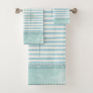 Aqua Atomic Star Mid-Century Mod Towel Set