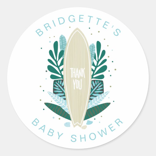 Aqua Baby On Board Thank You Classic Round Sticker (Front)