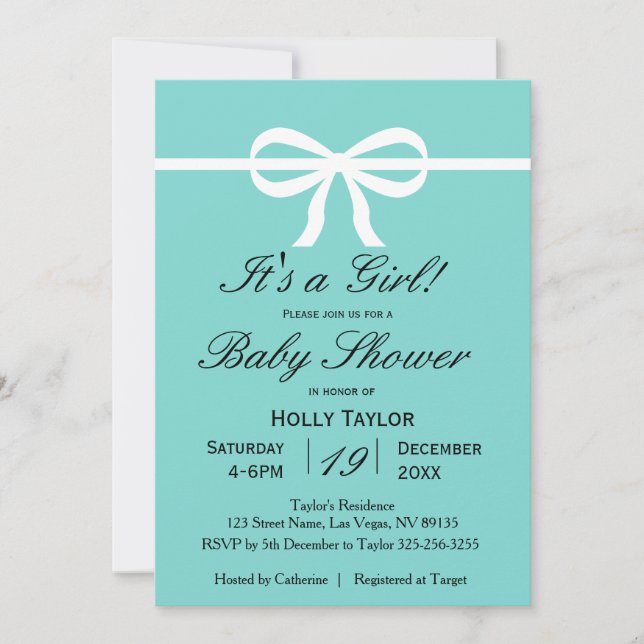 Aqua Baby Shower Invitation (Front)