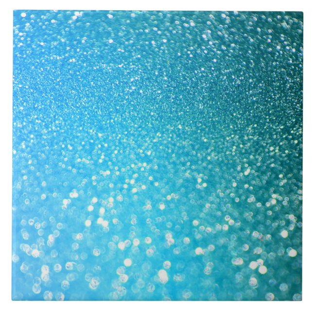 Aqua Beach Blue Summer Glitter Tile (Front)