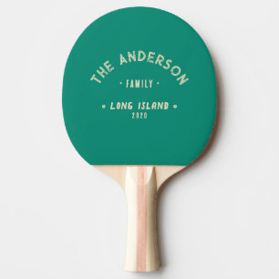 Aqua Beach Breeze Vintage Seaside Family Name Ping Pong Paddle