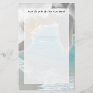 Aqua Beach Orchid Stationery