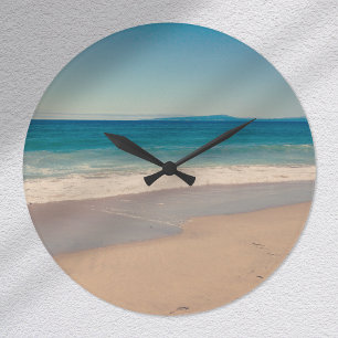 Aqua Beach Scene Large Clock
