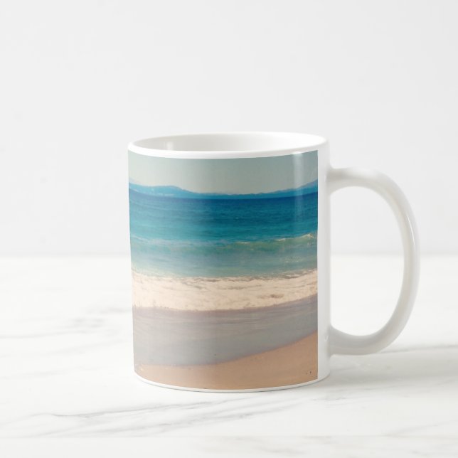 Aqua Beach Scene Photo Coffee Mug (Right)
