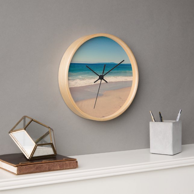 Aqua Beach Scenic Photo Clock (Office)