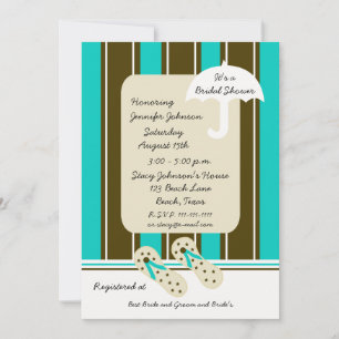 Aqua Beach Theme Bridal Shower Invitation
