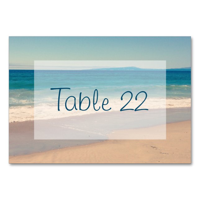 Aqua Beach Wedding Table Number (Front)