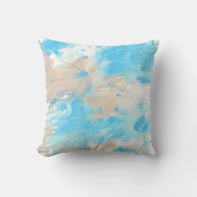 Aqua Beige Abstract Cushion (Front)