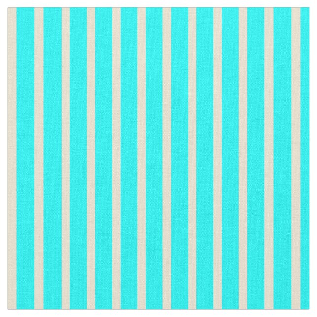 Aqua & Beige Coloured Striped/Lined Pattern Fabric (Close Up)