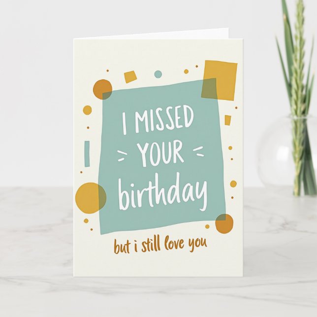 Aqua Belated Birthday Card (Front)