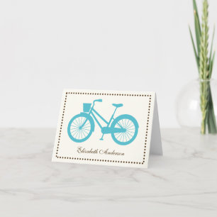 Aqua Bicycle Folded Note Cards