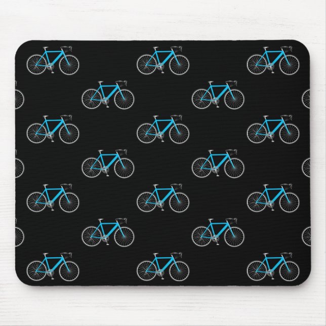 aqua bicycle on black mouse mat (Front)