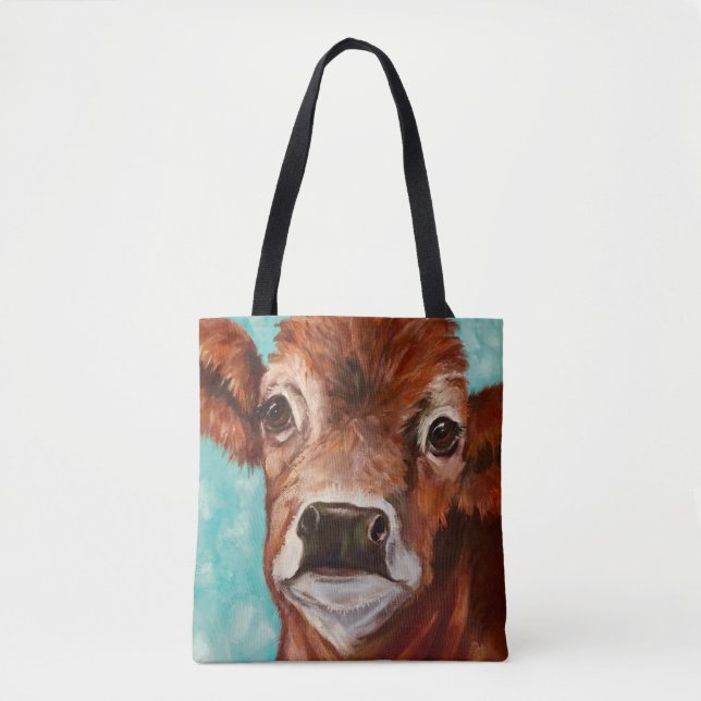 Aqua  Big Eyed Calf Tote Bag (Front)