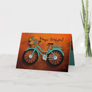 Aqua Bike & Fall Flowers   Happy Birthday! Card