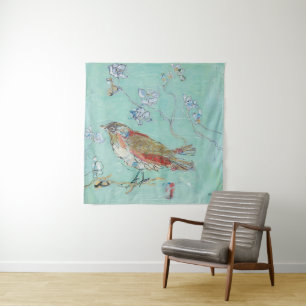 Aqua Bird Tapestry