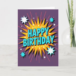 Aqua Birthday Burst Card